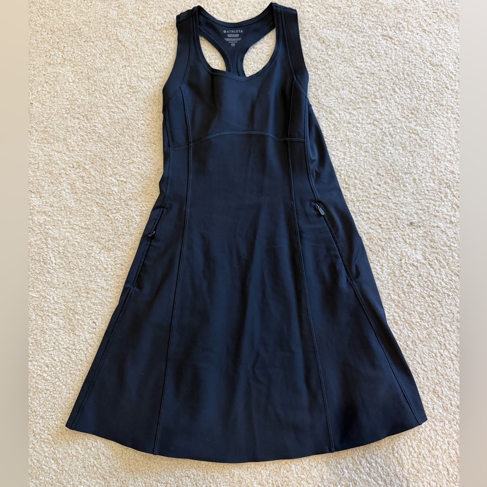 Athleta Black Racerback A-Line Active Midi Dress